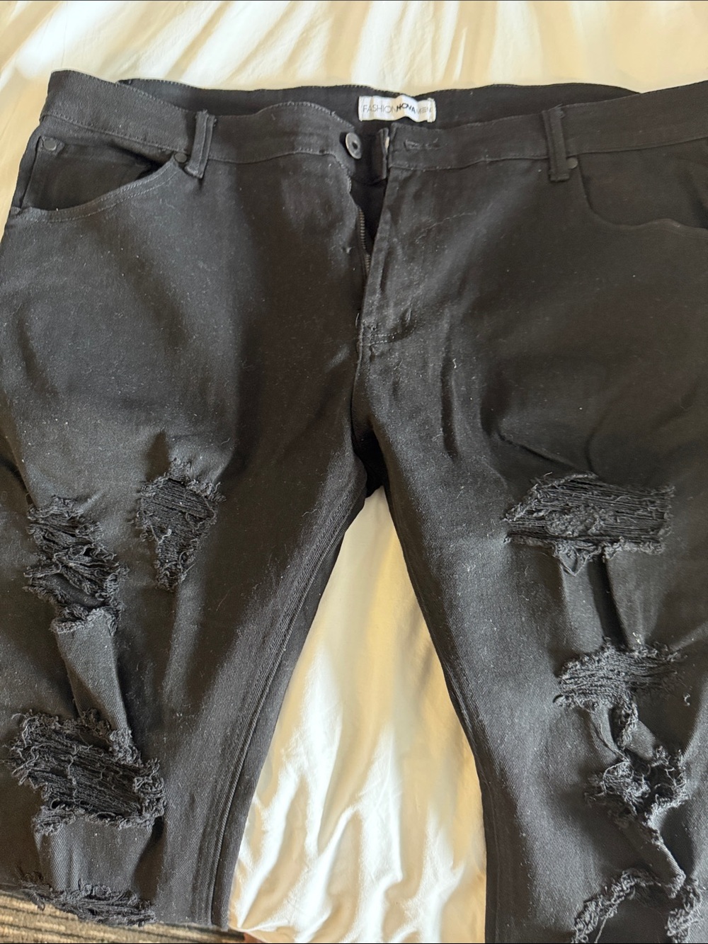 Fashion Nova Black Distressed Skinny Jeans